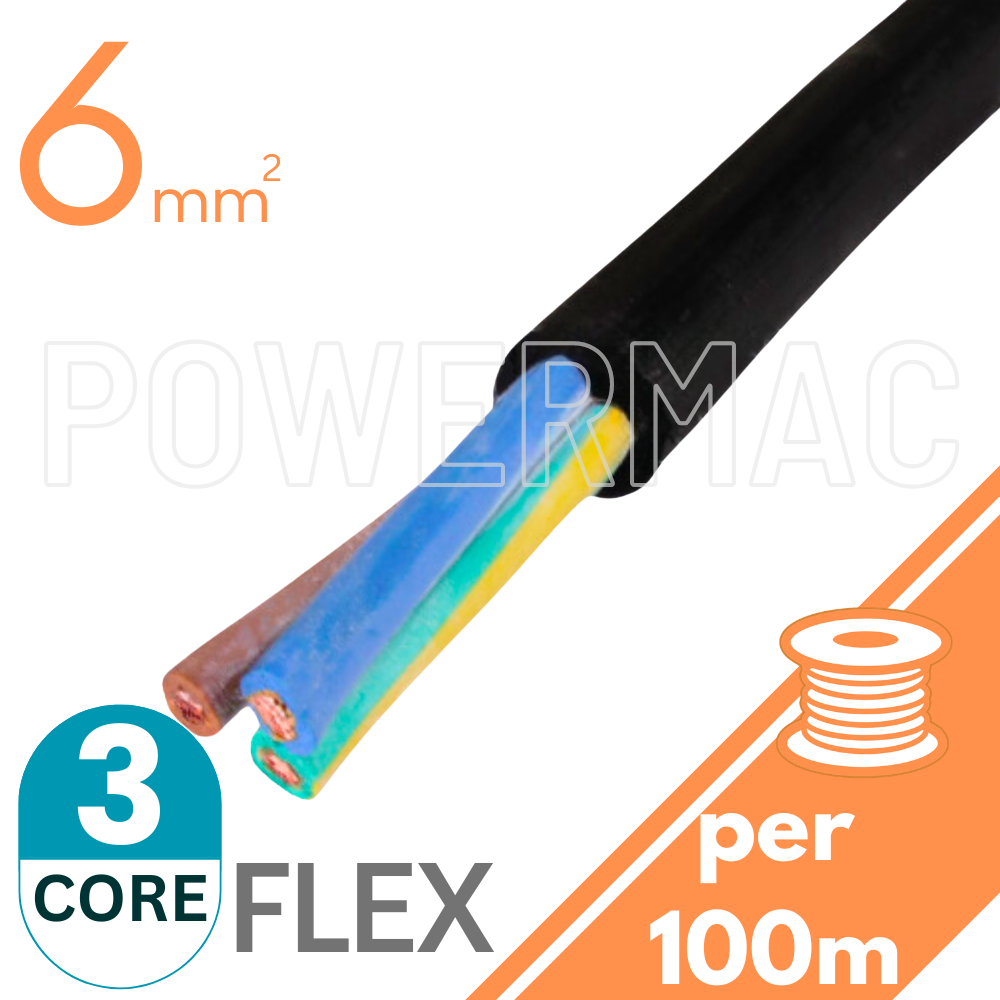 6mm 3C Rubber Flexible Copper Cable H07RNF