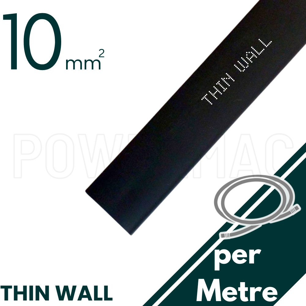 10mm - 5mm Black Thin Wall Heat Shrink - 1m Length