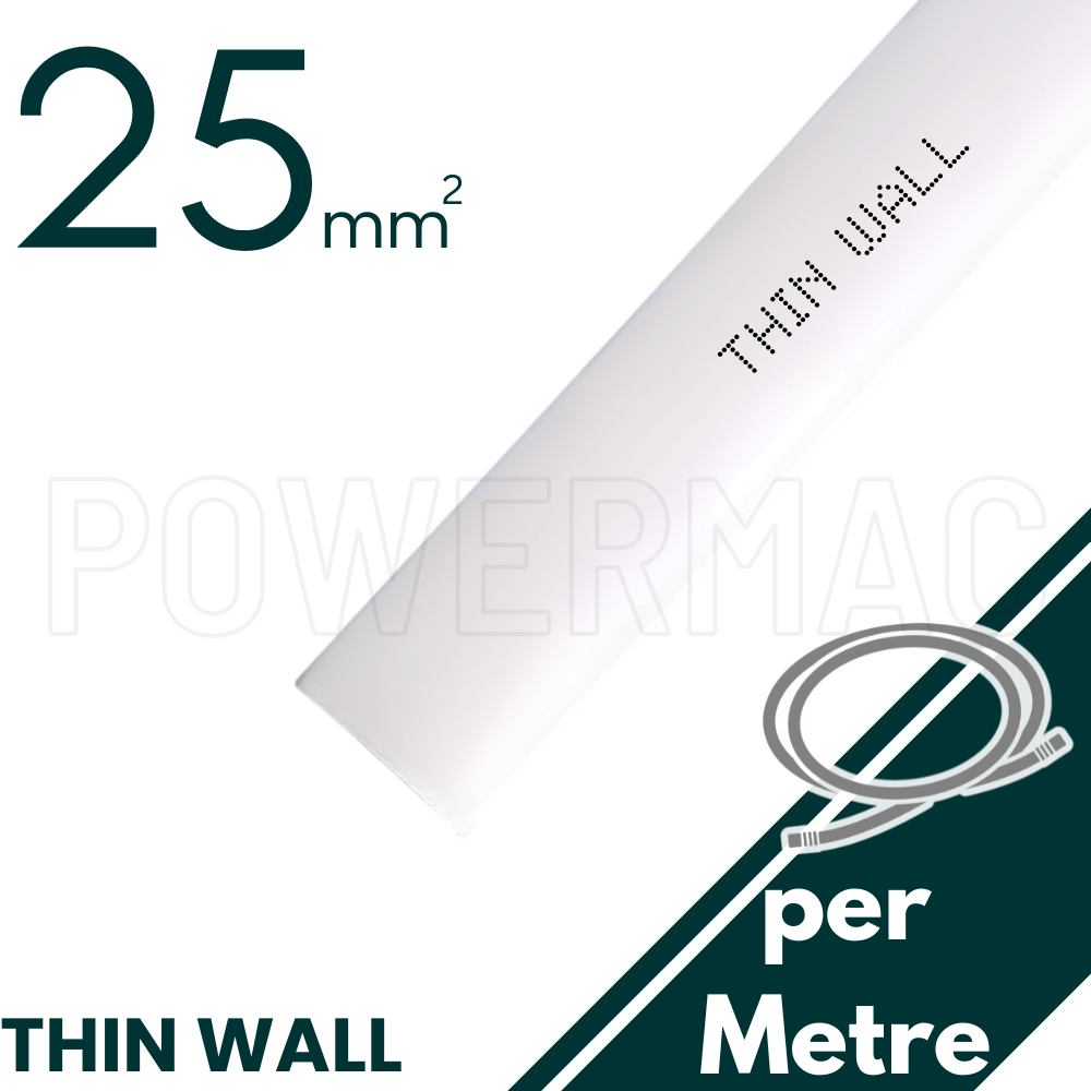25mm - 12.5mm White Thin Wall Heat Shrink - 1m Length