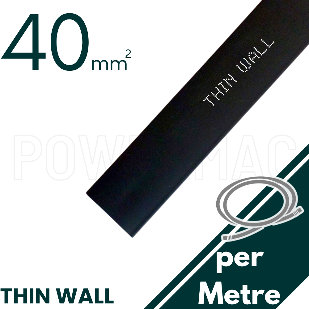 40mm - 20mm Black Thin Wall Heat Shrink - 1m Length