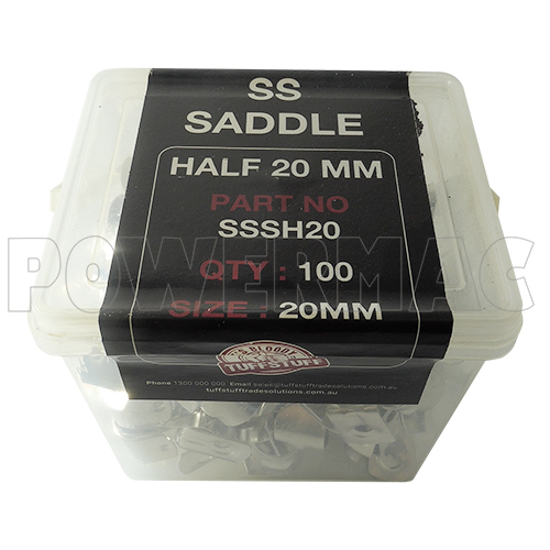 20mm Half Saddle Stainless Steel 316/6.5mm Hole -  100pk