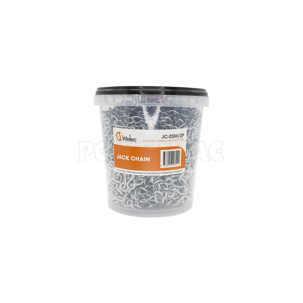 2.5mm Zinc Single Link Chain - 25 mtr bucket