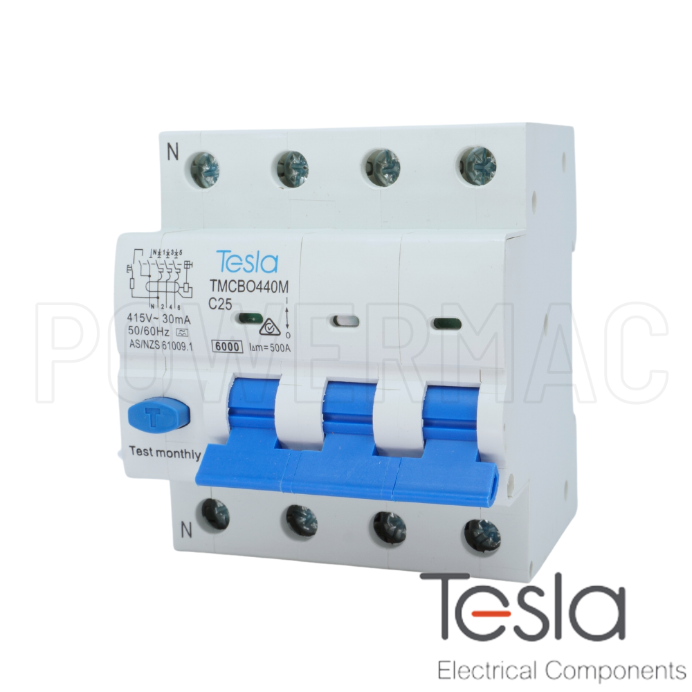 Tesla RCBO 4P 25A 6kA Magnetic 'A' Style