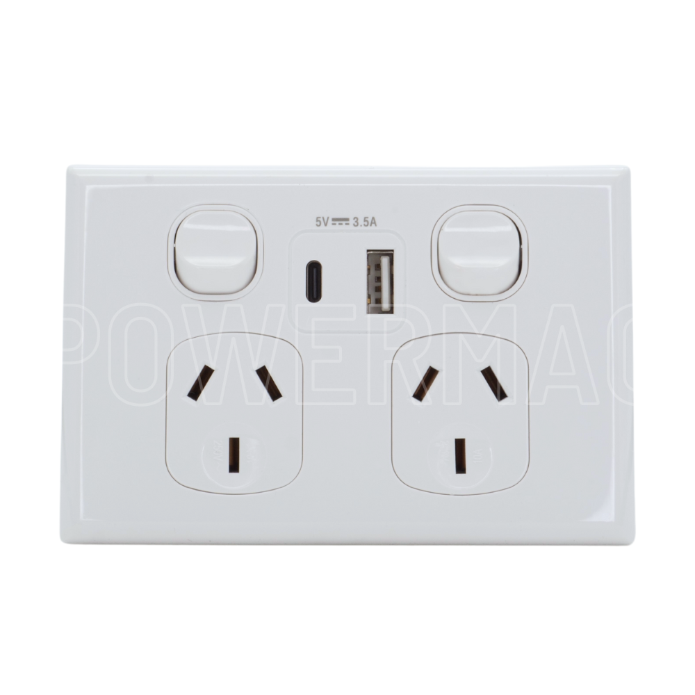 Double GPO USB A+C White