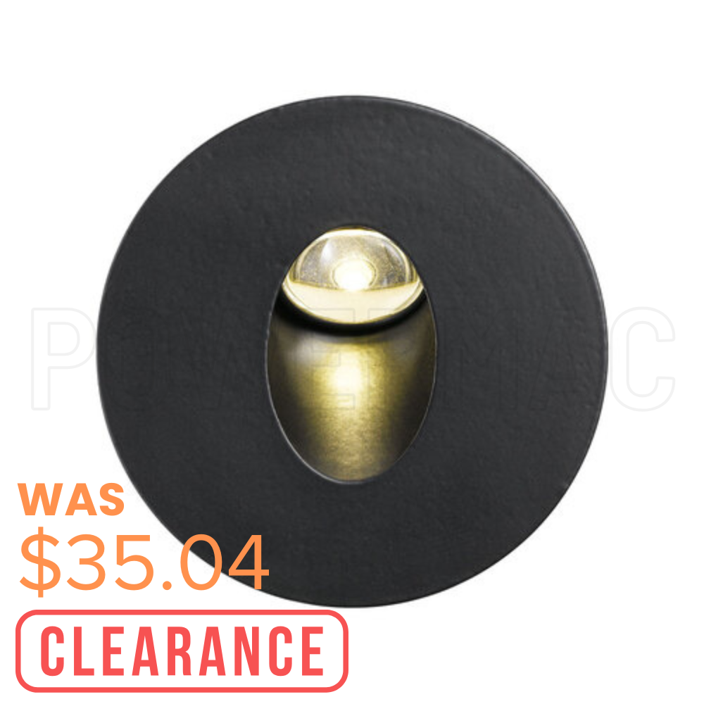 LED Recess Interior Wall Light, 3W Round 4000k + Snap Black