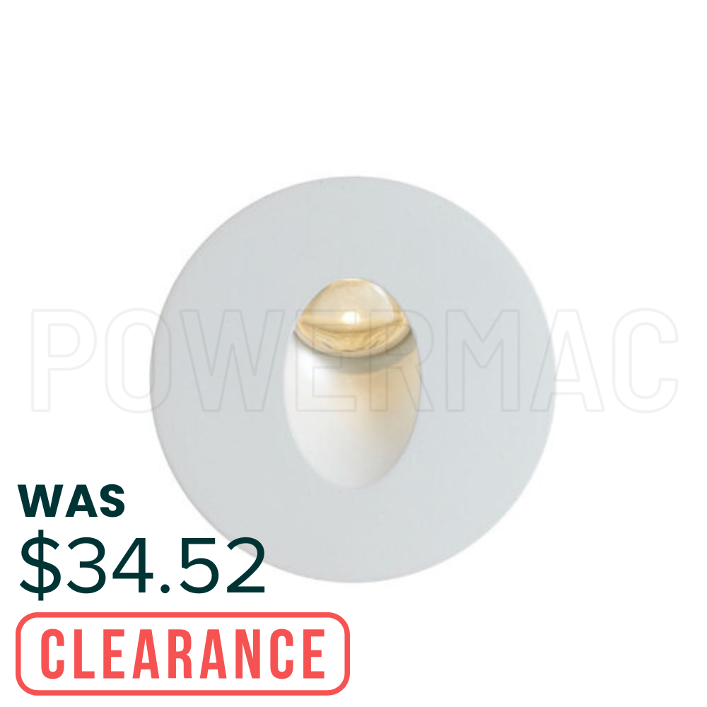 LED Recess Interior Wall Light, 3W Round 4000k + Snap White
