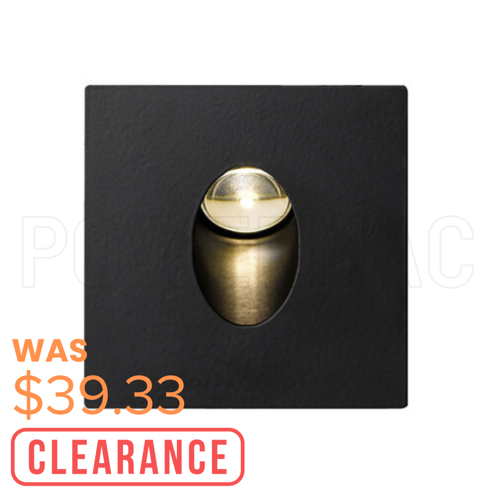 LED Recess Interior Wall Light, 3W Square 4000k + Snap Black