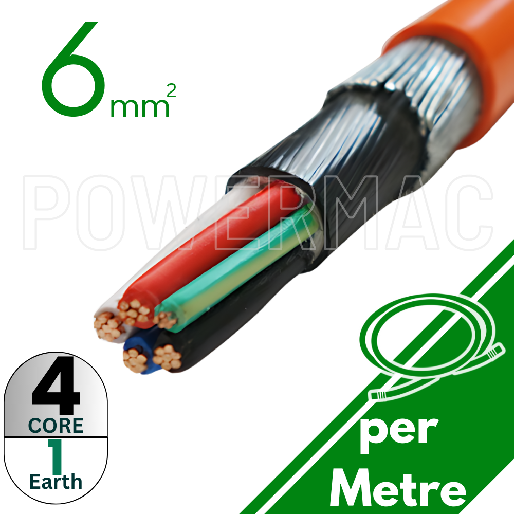 6mm 4C+E Steel Wire Armoured Cable PVC/PVC/SWA/PVC 1kV