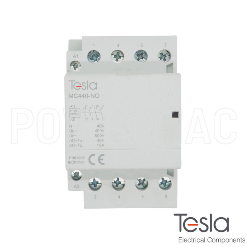 Tesla 4 Pole 40A 240V Modular Contactor N/O