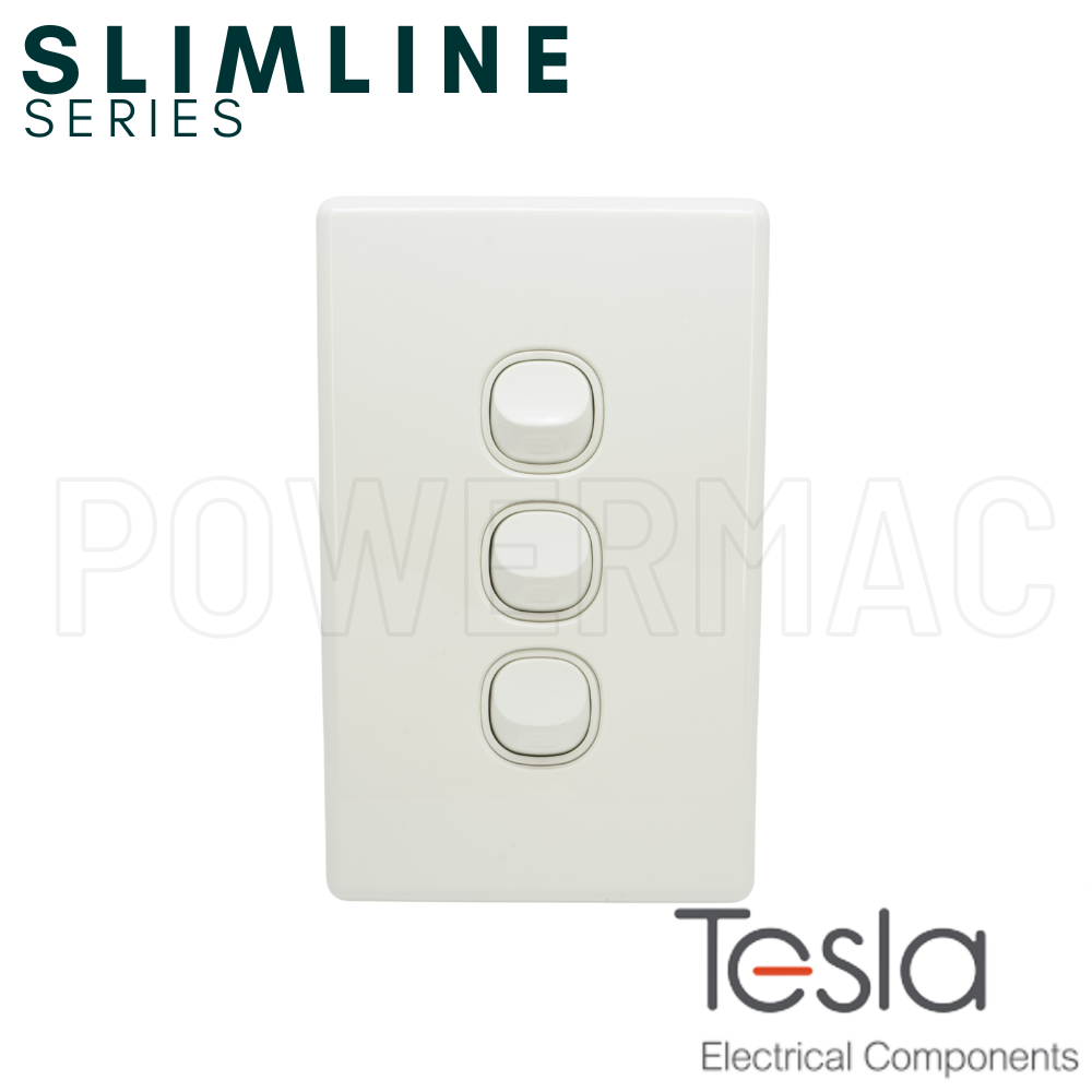 Tesla Three Gang Vertical Switch - Slimline Series