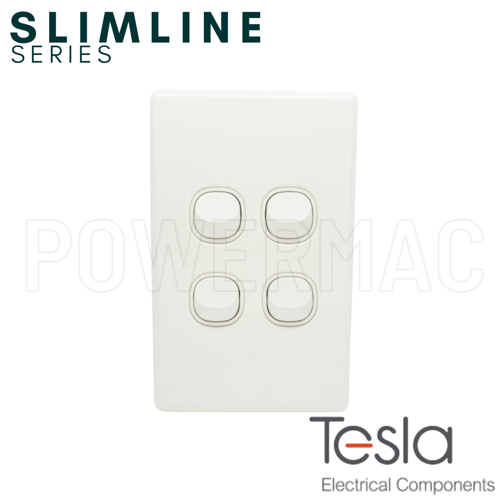 Tesla Four Gang Vertical Switch - Slimline Series