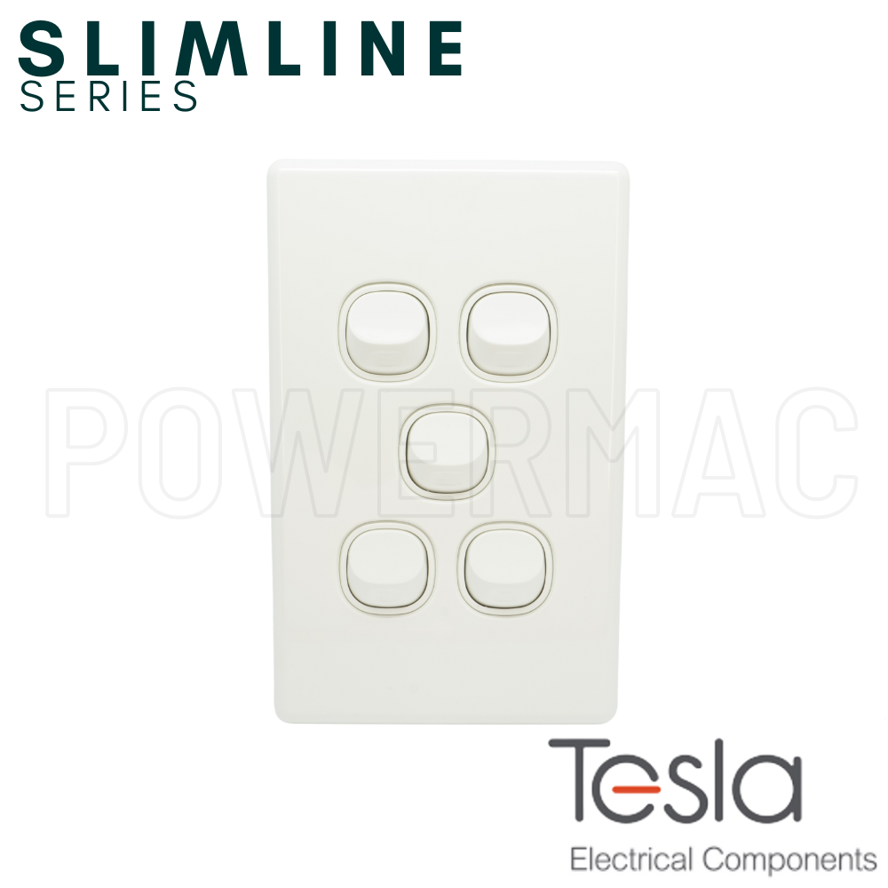 Tesla Five Gang Vertical Switch - Slimline Series
