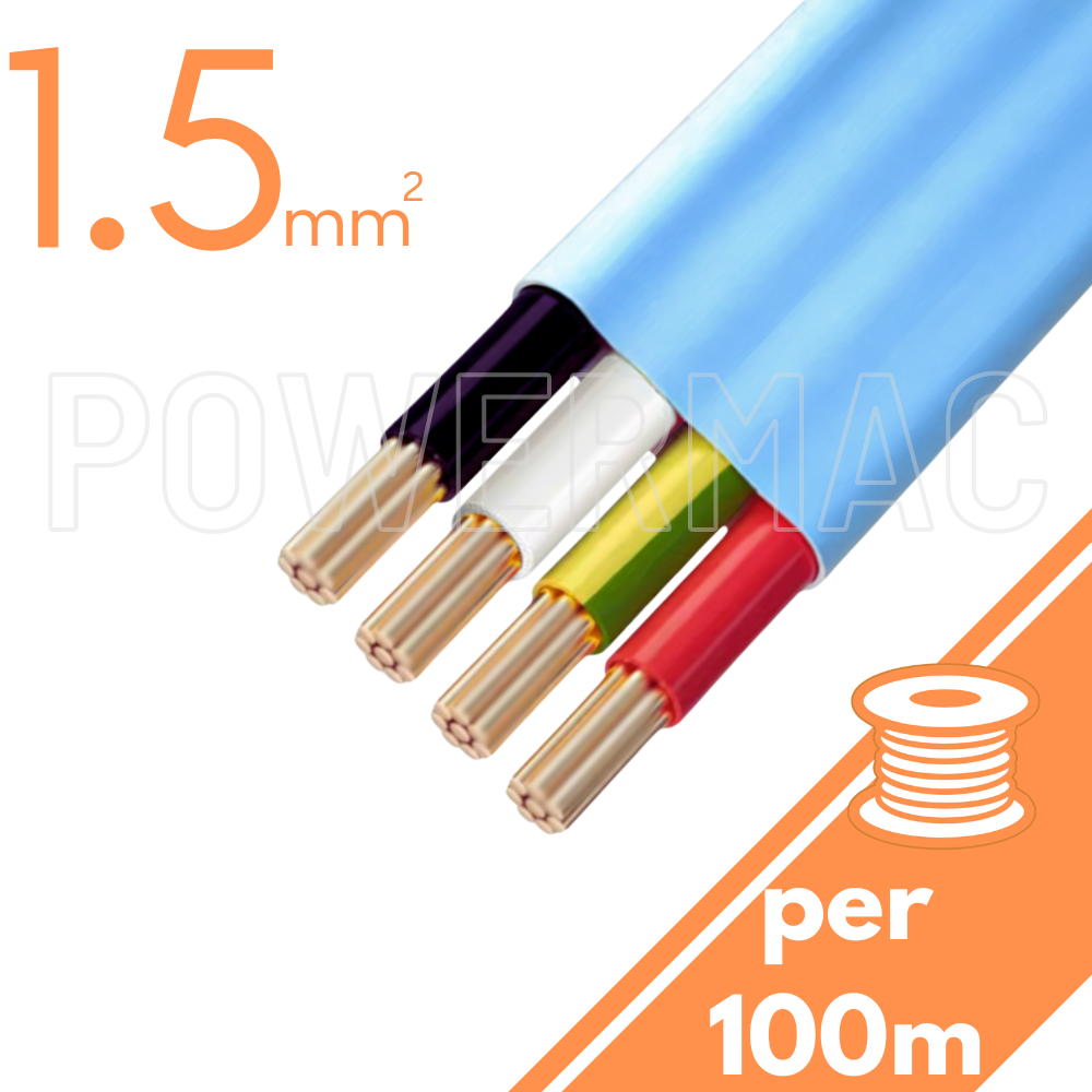 1.5mm 3C+E Flat Cable 450/750 V-90 - Blue Sheath