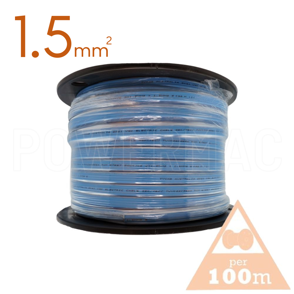 1.5mm 3C+E Flat Cable 450/750 V-90 - Blue Sheath