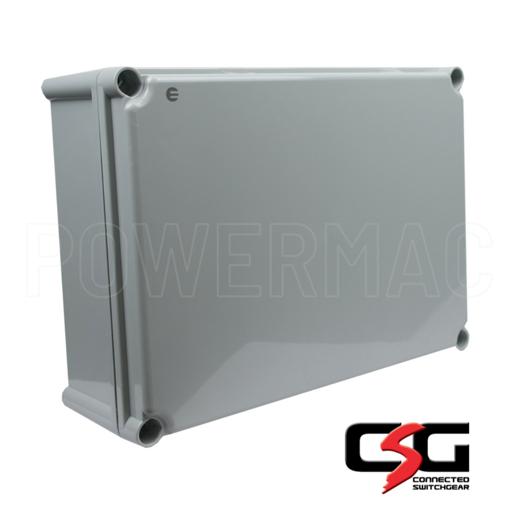380mm x 280mm x 130mm IP65 Polycarbonate Weatherproof Adaptable Enclosure with Mounting Kit - Grey