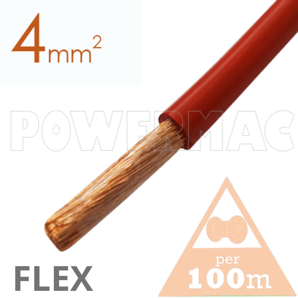 4mm Tinned Flexible Copper 110°C Red