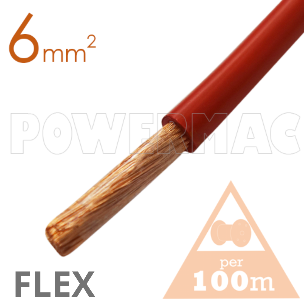 6mm Tinned Flexible Copper 110°C Red